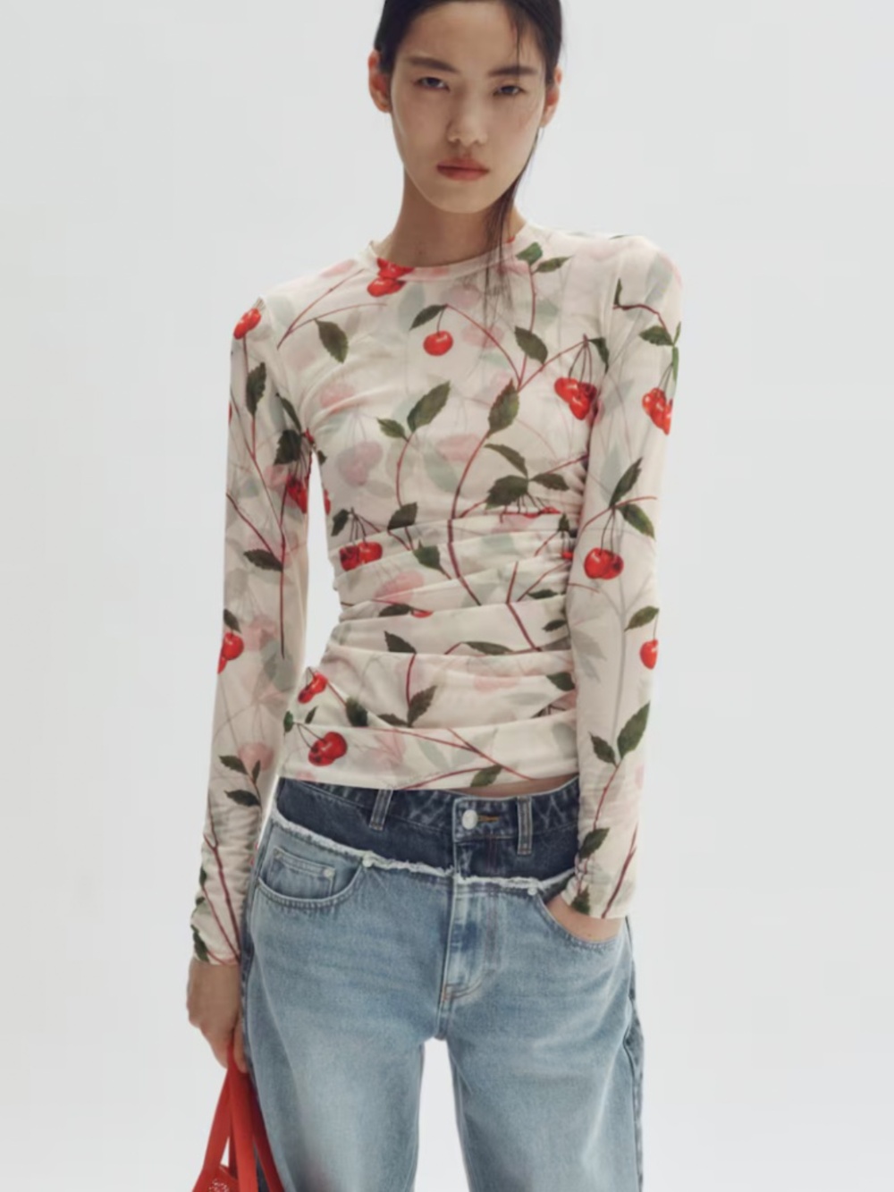 Brand New Stella McCartney H&M Cherry Print Mesh Top XS